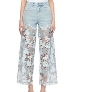 NWT...Bayeas High Waist Crystal Embellished Lace Wide Leg Jeans....Size 31